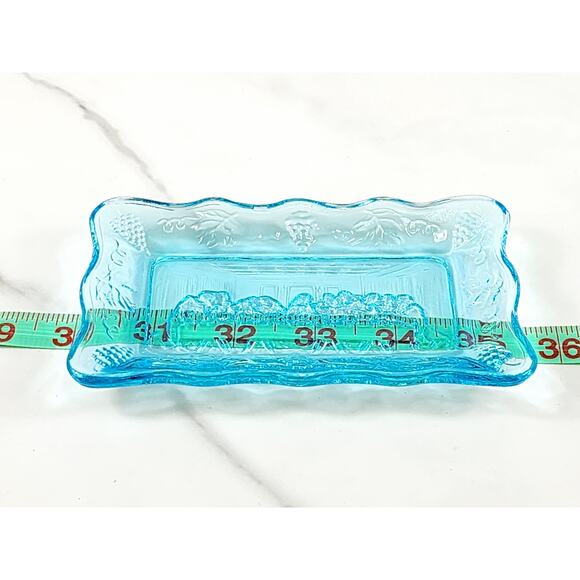 The Last Supper Aqua Blue Indiana Glass Mini Dish Tray 5 1/2" x 3 1/2" 70s Vtg - Picture 13 of 14